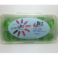 Jet Coloured Nail Tips Box Green (Box of 550 tips, size 0-10)