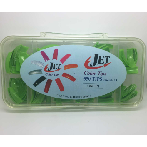 Jet Coloured Nail Tips Box Green (Box of 550 tips, size 0-10) (Jet Coloured Nail Tips Box Green (Box of 550 tips, size 0-10)) by www.nailsandbeautysupply.com