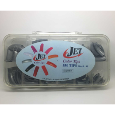 Jet Coloured Nail Tips Box Silver  (Box of 550 tips, size 0-10)